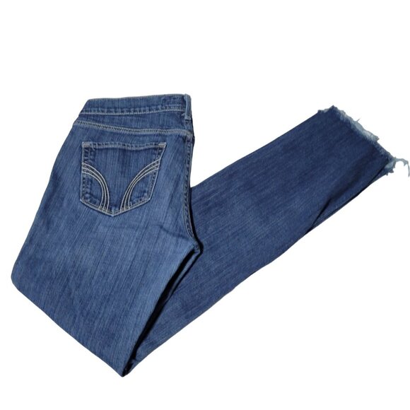 Hollister Stretch Jeans Womens Size 1 Straight Leg Low Rise Medium Wash Denim - Picture 1 of 6